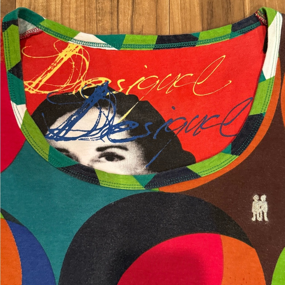 Desigual Women’s Cap Sleeve Multicolored Tee - Picture 2 of 4